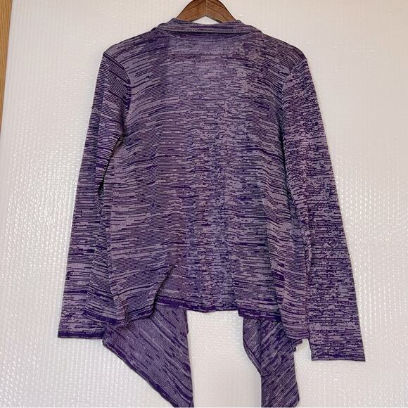 Women’s drape front open cardigan. Purple-two tone. Size L. Great for layering. - Picture 2 of 3